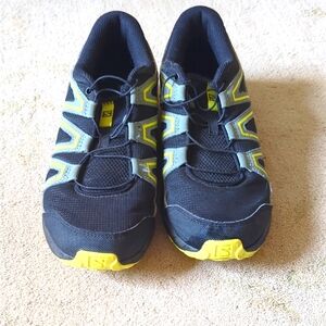 Women's Black and Yellow Salomon Running Shoes